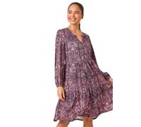 Roman Petite Paisley Tiered Stretch Dress In Navy Navy 18