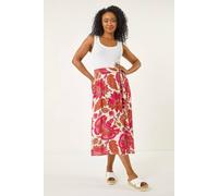 Roman Petite Paisley Woven Midi Skirt In Red Red 10