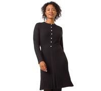 Roman Petite Pearl Button Knitted Dress In Black Black 18