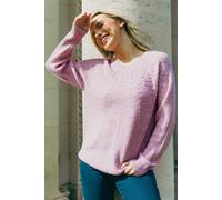 Roman Petite Pearl Detail Knit Jumper for Women UK - Ladies Everyday Autumn Winter Round Neckline Comfy Soft Evening Vacation Work Party Night Out - Light Pink - Size 12