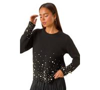 Roman Petite Pearl Gradient Detail Jumper In Black Black One Size