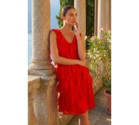 Roman Petite Plain Ruffle Tiered Shift Dress In Orange Orange