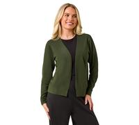 Roman Petite Plain Stretch Cardigan for Women UK - Ladies Autumn Everyday Winter Holiday Edge to Edge Comfy Long Sleeve Soft Thin Knit Jumper Desk to Dinner Sweaters - Petite Khaki - Size 16