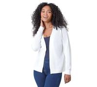 Roman Petite Plain Stretch Cardigan for Women UK - Ladies Everyday Holiday Spring Summer Comfy Soft Evening Vacation Work Party - Petite White - Size 16