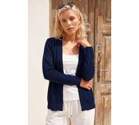 Roman Petite Plain Stretch Cardigan for Women UK - Ladies Autumn Everyday Winter Holiday Edge to Edge Comfy Long Sleeve Soft Thin Knit Jumper Desk to Dinner Sweaters - Navy - Size 16