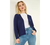 Roman Petite Plain Stretch Cardigan for Women UK - Ladies Autumn Everyday Winter Holiday Edge to Edge Comfy Long Sleeve Soft Thin Knit Jumper Desk to Dinner Sweaters - Navy - Size 8