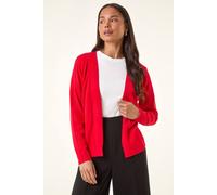Roman Petite Plain Stretch Cardigan In Red Red