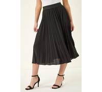 Roman Originals Women Petite Pleated Midi Skirt - Ladies Spring Everyday Summer Holiday Vacation Work Casual Smart Comfy Soft Relaxed - Petite Black - Size 8