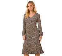 Roman Petite Plisse Animal Frill Dress In Brown Brown 16