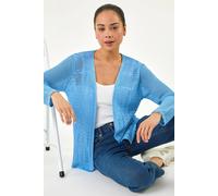 Roman Petite Pointelle Knit Cardigan In Blue Blue 18