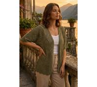 Roman Petite Pointelle Knit Cardigan In Khaki Khaki 16