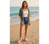 Roman Women's Petite Pointelle Knit Cardigan in Khaki | Size: 16 Roman Khaki 16