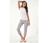 Roman Petite Ponte Stripe Cropped Trouser In Grey Grey 8