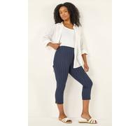 Roman Petite Ponte Stripe Cropped Trouser In Navy Navy 8