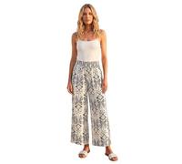 Roman Petite Print Shirred Cropped Trouser for Women UK - Ladies Everyday Holiday Spring Summer Comfy Soft Evening Vacation Work Party