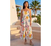 Roman Women's Petite Print Strappy Button Front Dress in Ivory | Size: 18 Roman Ivory 18