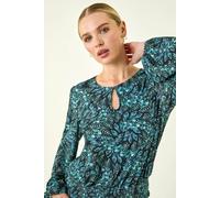 Roman Petite Printed Shirred Band Top In Blue Blue 12