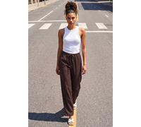 Roman Petite Pull On Woven Trouser In Chocolate Chocolate