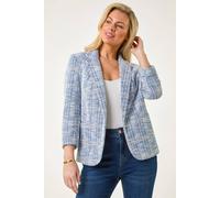 Roman Women's Petite Revere Collar Blazer in Blue | Size: 12 Roman Blue 12