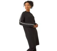 Roman Petite Ribbed Knitted Dress In Black Black 12