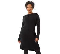 Roman Petite Ribbed Knitted Dress In Black Black 14