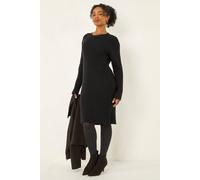 Roman Women's Petite Ribbed Knitted Dress in Black | Size: 16 Roman Black 16