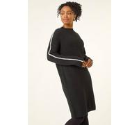 Roman Women's Petite Ribbed Knitted Dress in Black | Size: 12 Roman Black 12
