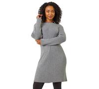 Roman Petite Ribbed Knitted Dress In Grey Grey 14