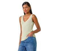 Roman Petite Ribbed Shimmer Knit Vest for Women UK - Ladies Everyday Autumn Winter V-Neckline Comfy Soft Evening Vacation Work Party Night Out - Lime - Size 10