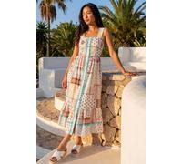 Roman Petite Ric Rac Strappy Midi Dress In Ivory Ivory
