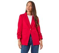 Roman Petite Ruched Buttoned Blazer In Red Red 12