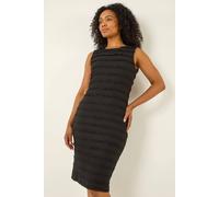 Roman Petite Ruffled Stretch Dress In Black Black 10