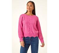 Roman Women's Petite Scalloped Hem Knit Jumper in Pink | Size: 16 Roman Pink 16