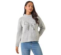 Roman Petite Sequin Bow Knit Jumper In Grey Grey 14