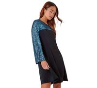 Roman Petite Sequin Shift Stretch Dress In Blue Blue 18