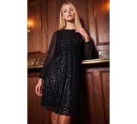 Roman Women's Petite Sequin Twist Front Dress in Black | Size: 16 Roman Black 16