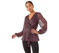 Roman Petite Shimmer Twist Stretch Top In Pink Pink 16