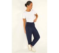 Roman Petite Shirred Straight Leg Stretch Trouser In Navy Navy 10