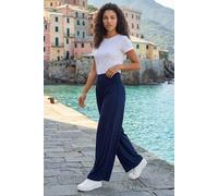Roman Petite Shirred Straight Leg Stretch Trouser In Navy Navy 18