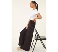 Roman Petite Shirred Wide Leg Stretch Trouser In Black Black 18