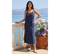 Roman Women's Petite Side Button Linen Blend Dress in Navy | Size: 18 Roman Navy 18