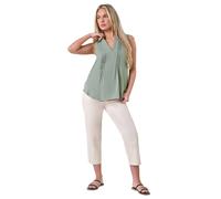 Roman Petite Sleeveless Pleat Detail Top In Khaki Khaki 12