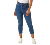 Roman Petite Slim Crop Stretch Jeans for Women UK - Ladies Everyday Holiday Spring Summer Comfy Soft Evening Vacation Work Party - Petite Indigo - Size 14