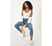 Roman Petite Slim Crop Stretch Jeans In Mid Blue Mid Blue 16