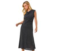 Roman Petite Sparkle Stretch Drape Dress In Black Black 14