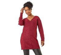 Roman Women's Petite Sparkle V-Neck Knit Jumper in Wine | Size: 14 Roman Wine 14