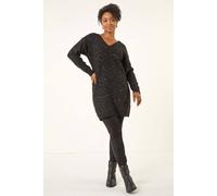 Roman Petite Sparkle V-Neck Knit Jumper In Black Black