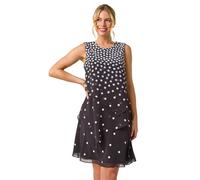 Roman Petite Spot Layered Tier Dress In Black Black 8