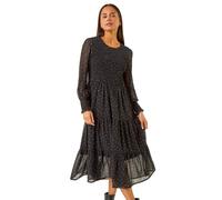 Roman Petite Spot Print Dress In Black Black 12