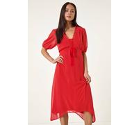 Roman Women's Petite Spot Print Lace Bow Midi Dress in Red | Size: 14 Roman Red 14